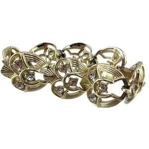 Vintage Coro Pegasus Gold Tone Rhinestone Bracelet